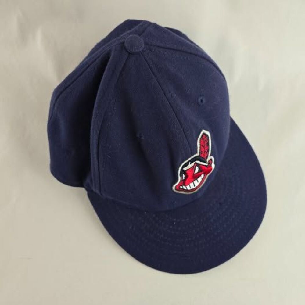 Cleveland Indians New Era 59Fifty Fitted Hat Size 6 7/8 Chief Wahoo MLB On Field - Picture 3 of 10